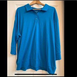 Vicky Wayne Blue Polo Top Size: 3X